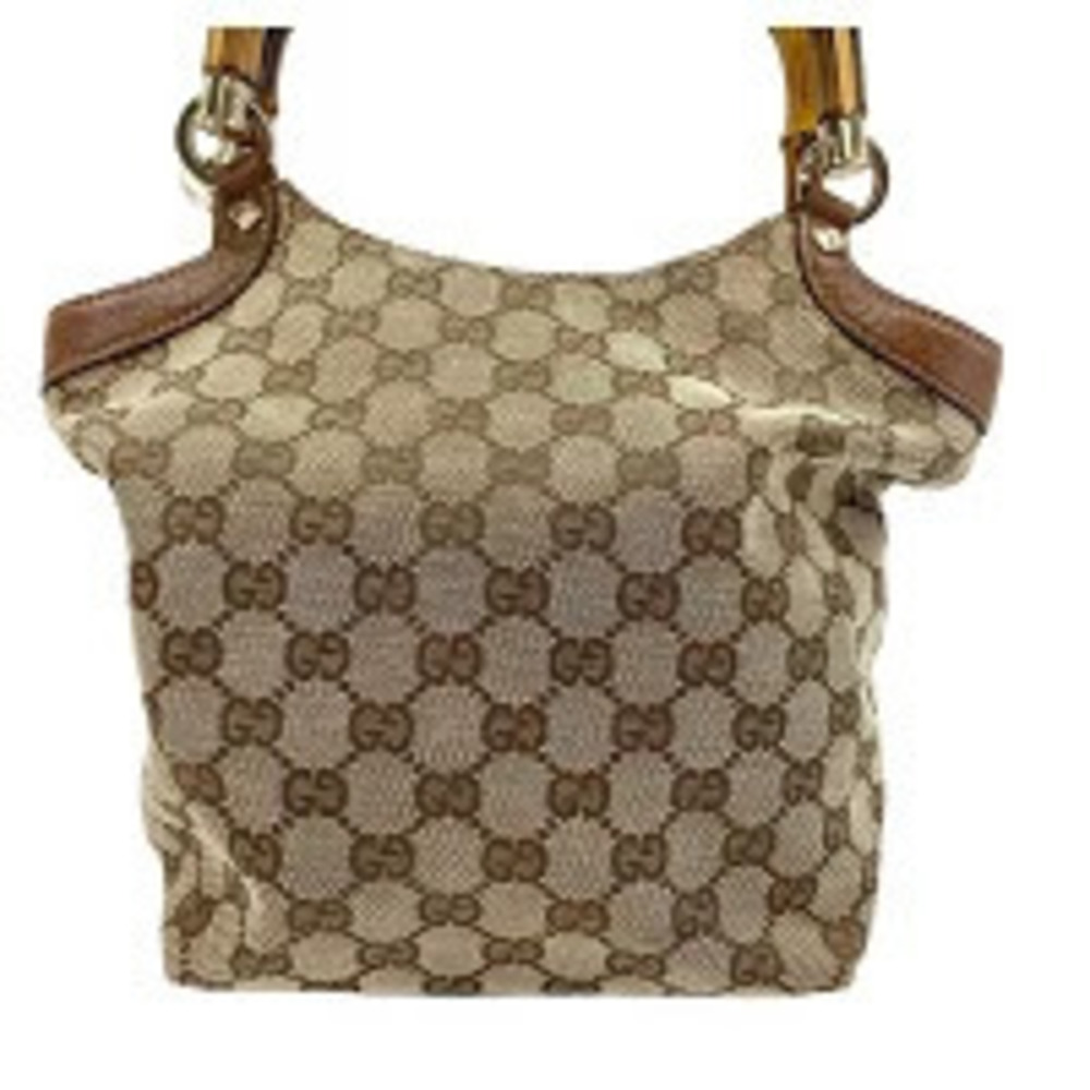 Gucci GG Canvas Bamboo Handbag Brown
